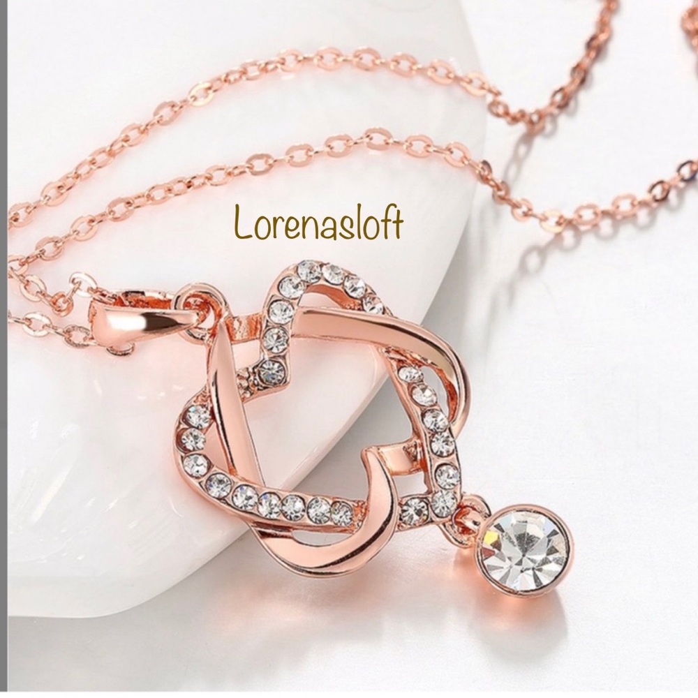 18k Rose Gold Plated Heart Necklace